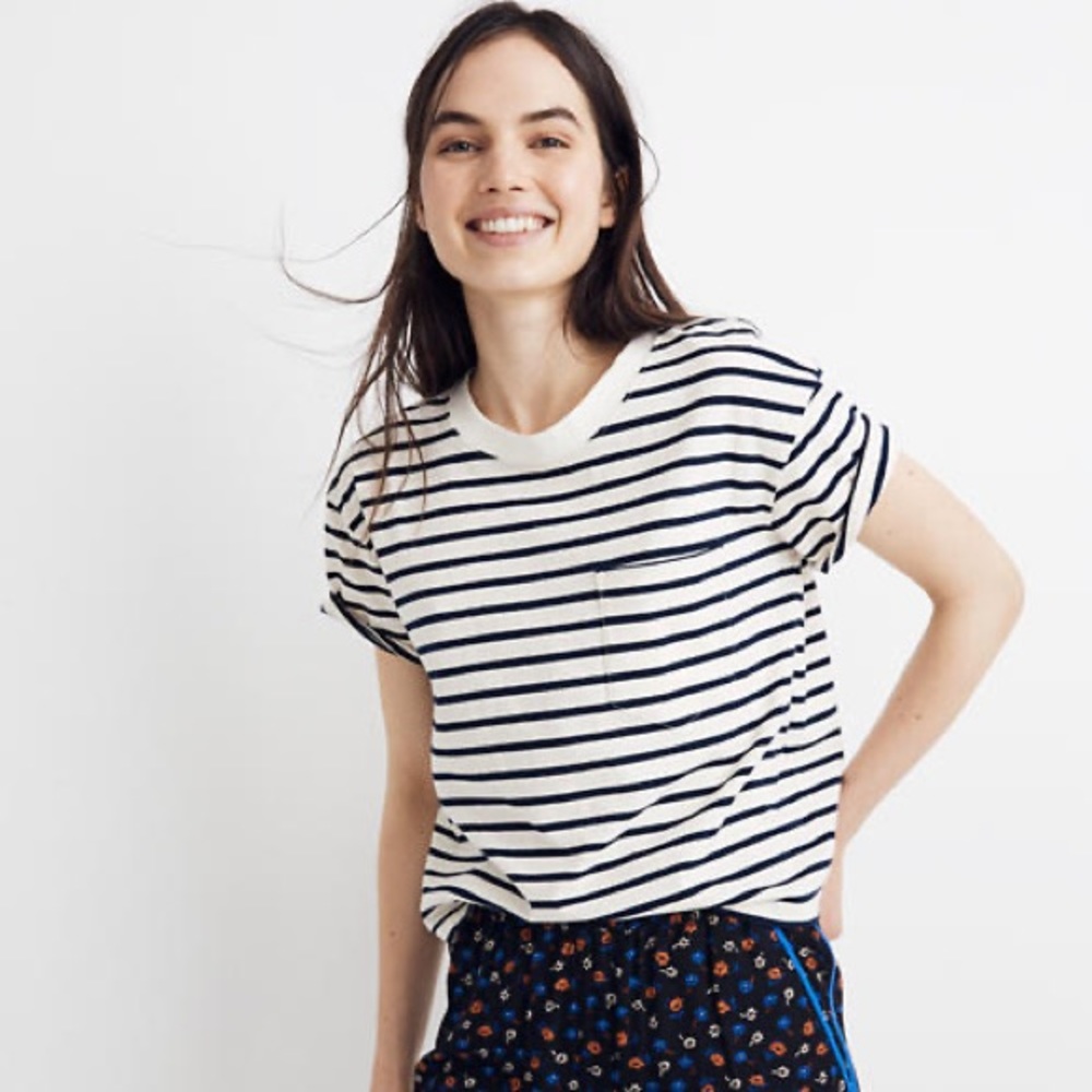 Madewell Easy Crop Tee in Baker Stripe